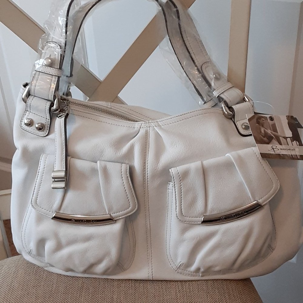 Glove Leather Large Double Handle Pocket Satchel